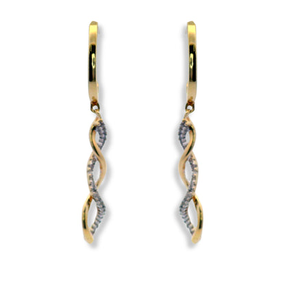 Boucles d'oreilles pendantes torsadées en or jaune 10 carats
