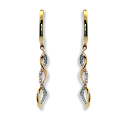 Boucles d'oreilles pendantes torsadées en or jaune 10 carats