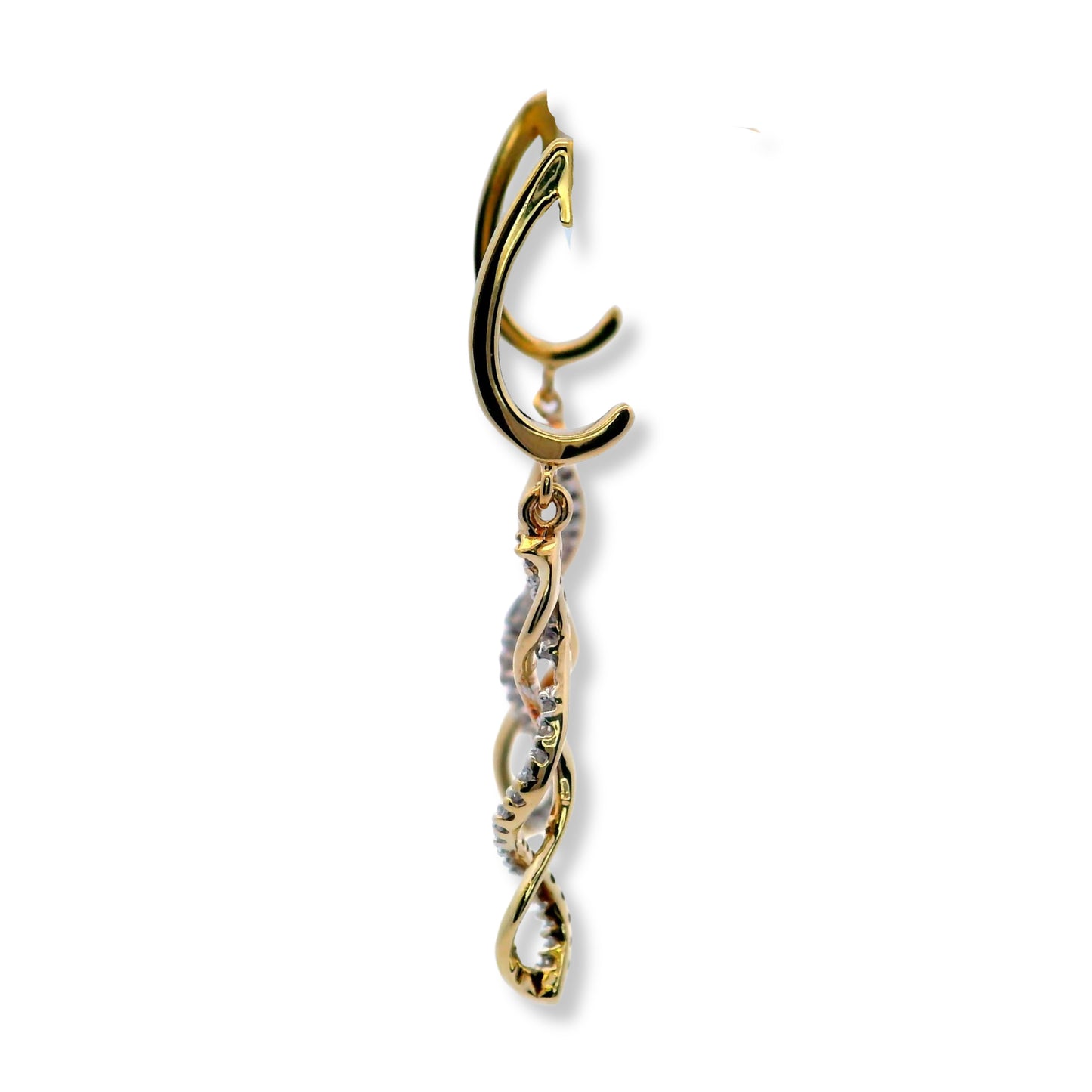 Boucles d'oreilles pendantes torsadées en or jaune 10 carats