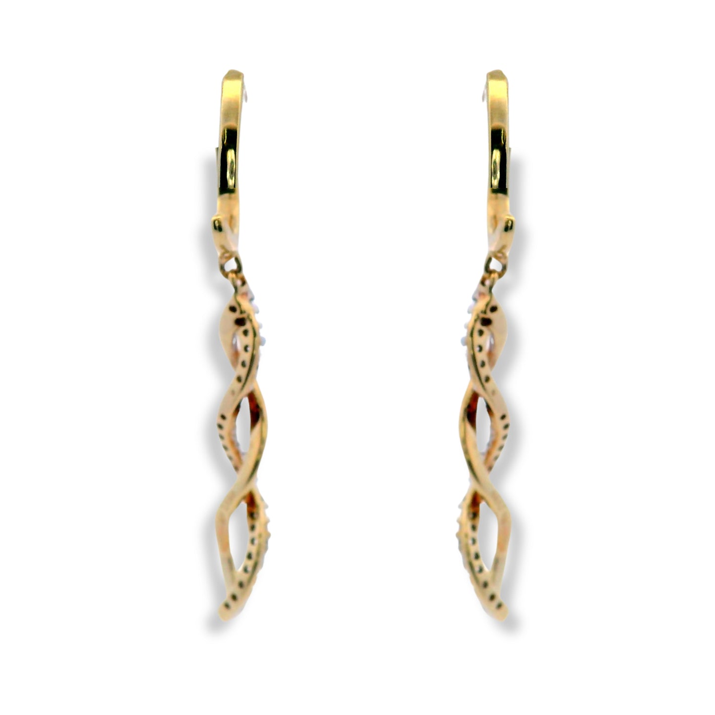 Boucles d'oreilles pendantes torsadées en or jaune 10 carats
