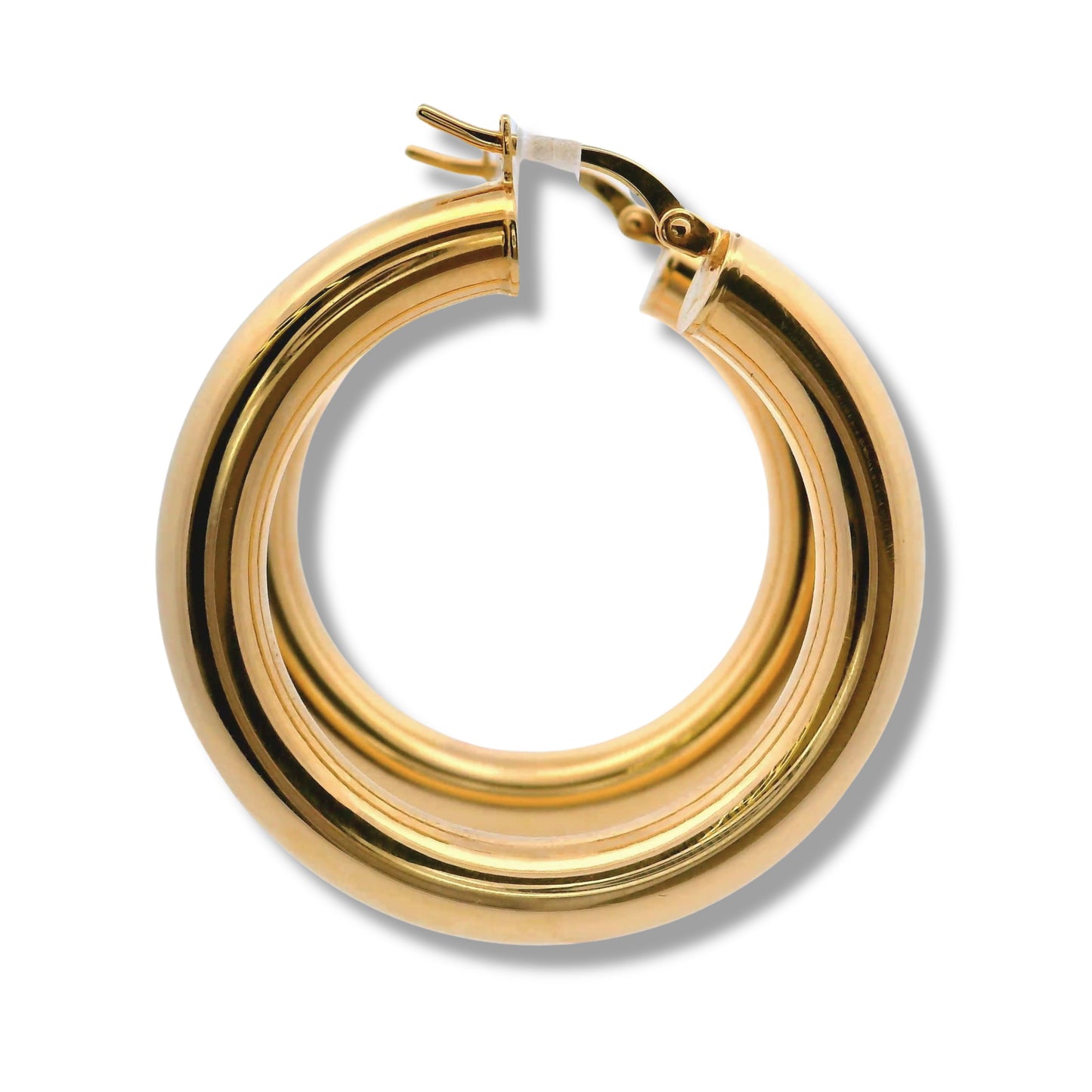 Boucles d'oreilles créoles épaisses de taille moyenne en or jaune 14 carats