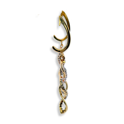 Boucles d'oreilles pendantes torsadées en or jaune 10 carats