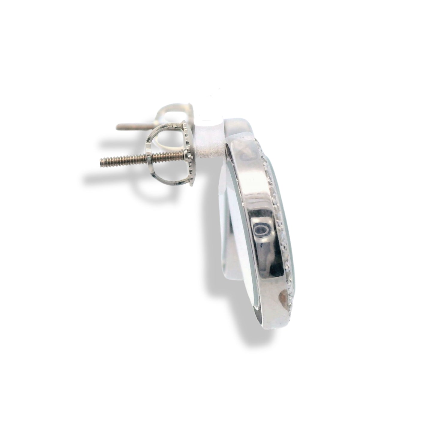 Boucles d'oreilles en or blanc 14 carats serties de diamants circulaires