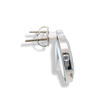 Boucles d'oreilles en or blanc 14 carats serties de diamants circulaires