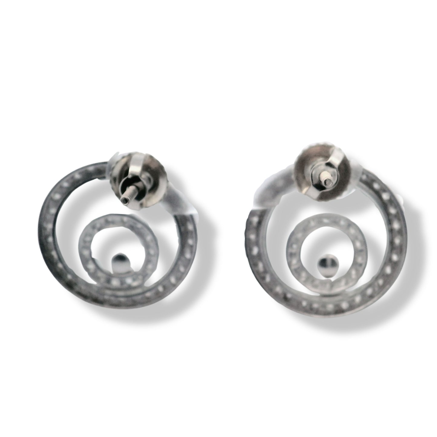 Boucles d'oreilles en or blanc 14 carats serties de diamants circulaires