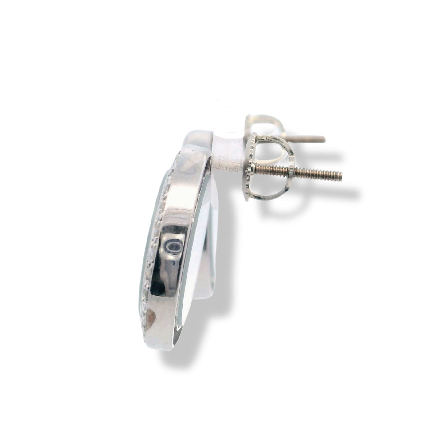 Boucles d'oreilles en or blanc 14 carats serties de diamants circulaires