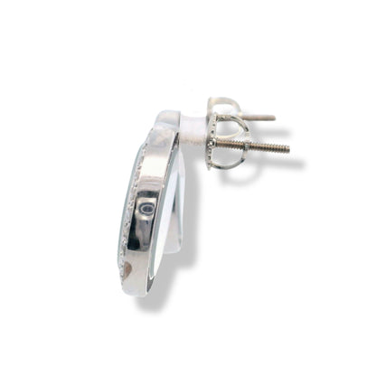 Boucles d'oreilles en or blanc 14 carats serties de diamants circulaires