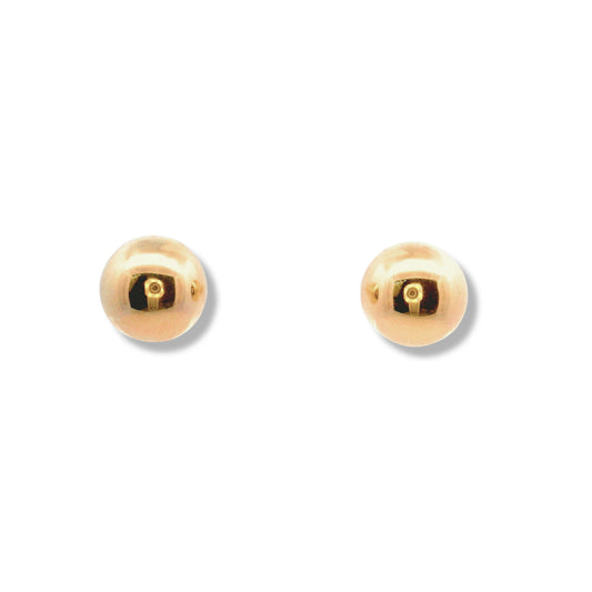 Pendientes de oro amarillo de 14 quilates con forma de bola (cierre de rosca)