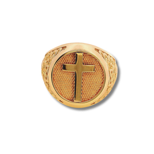 Bague croix en or jaune 14 carats