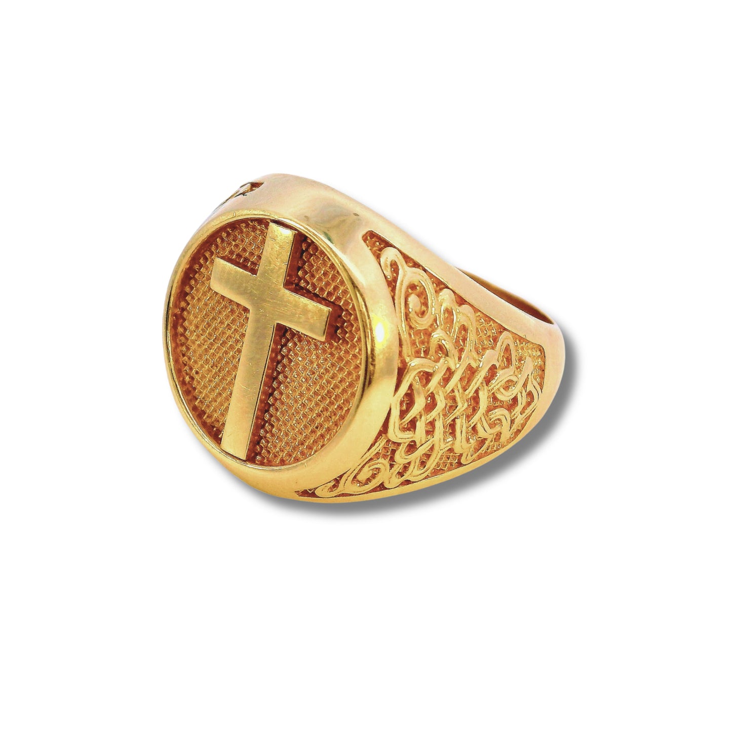 Bague croix en or jaune 14 carats