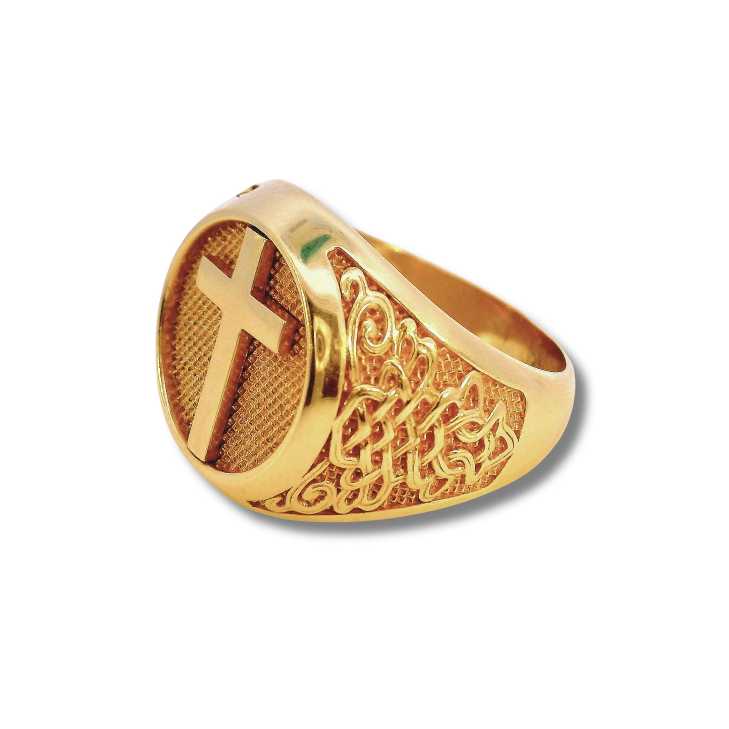 Bague croix en or jaune 14 carats