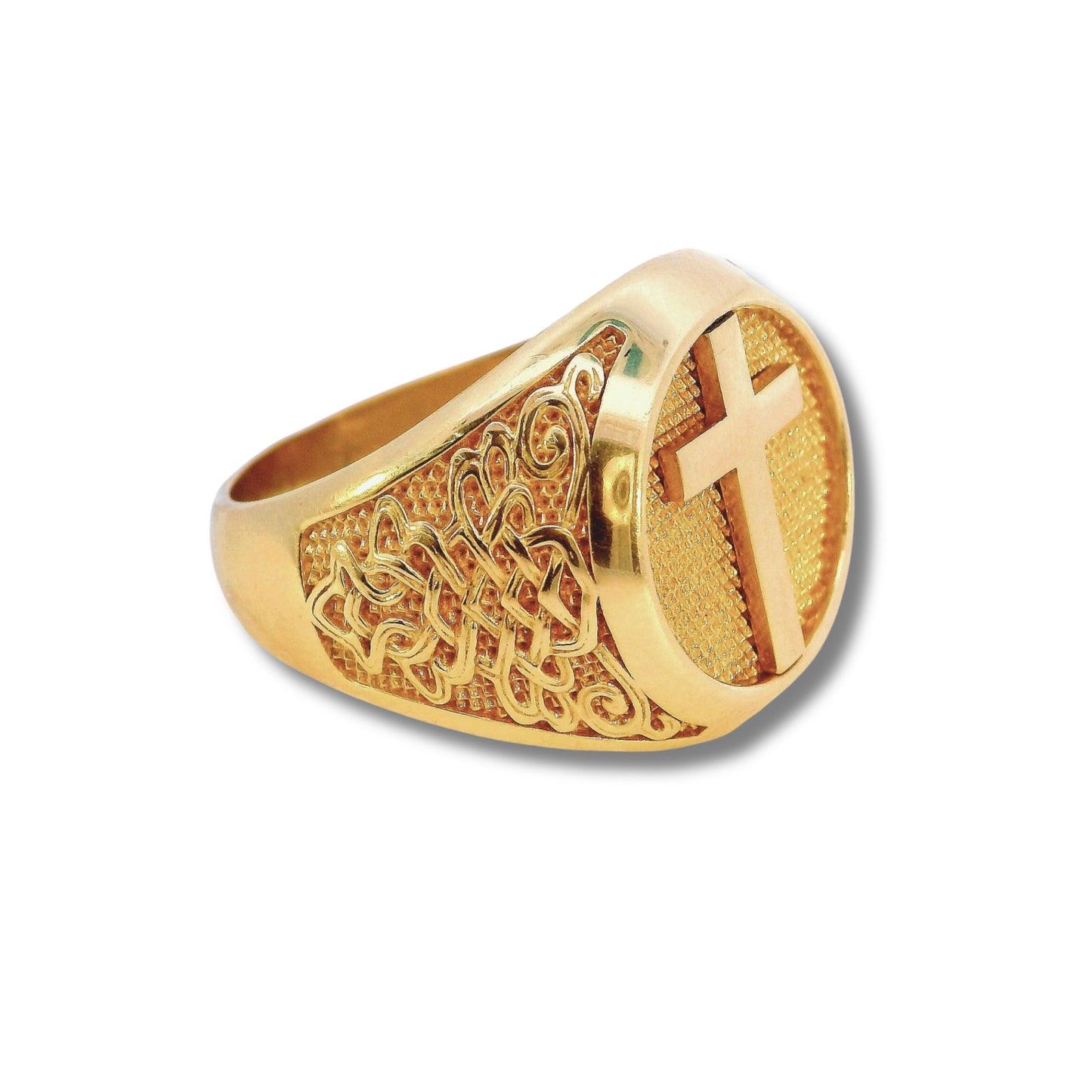 Bague croix en or jaune 14 carats
