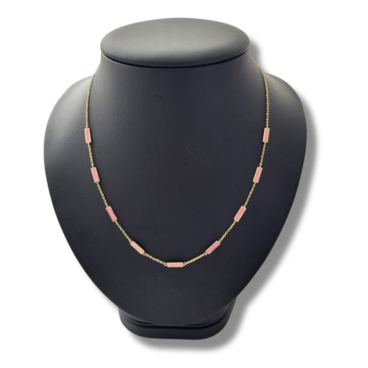 Collar ajustable rosa de oro amarillo de 14 quilates de 16" a 18"