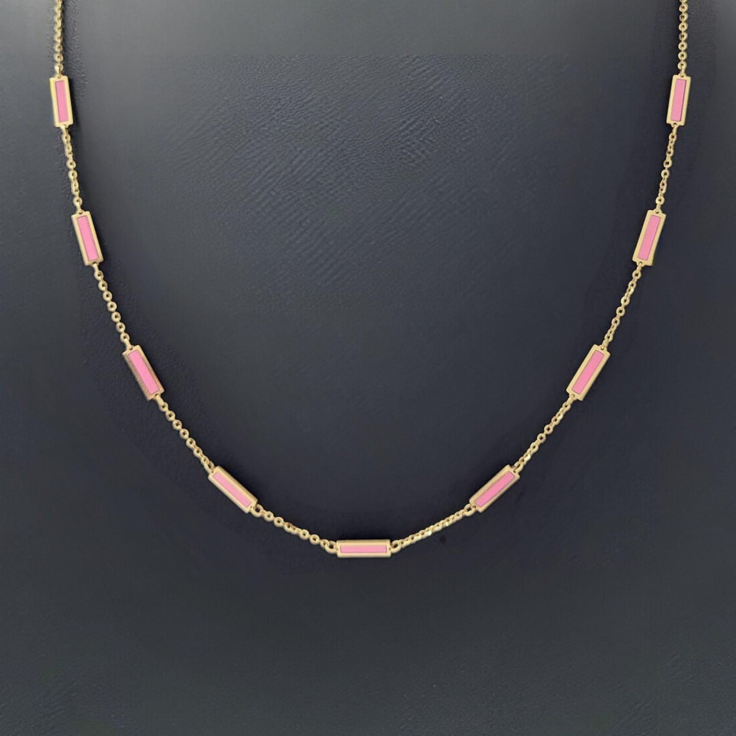 Collier rose ajustable en or jaune 14 carats de 16 à 18 pouces