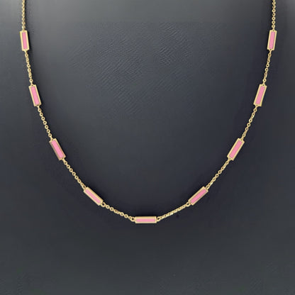 Collier rose ajustable en or jaune 14 carats de 16 à 18 pouces