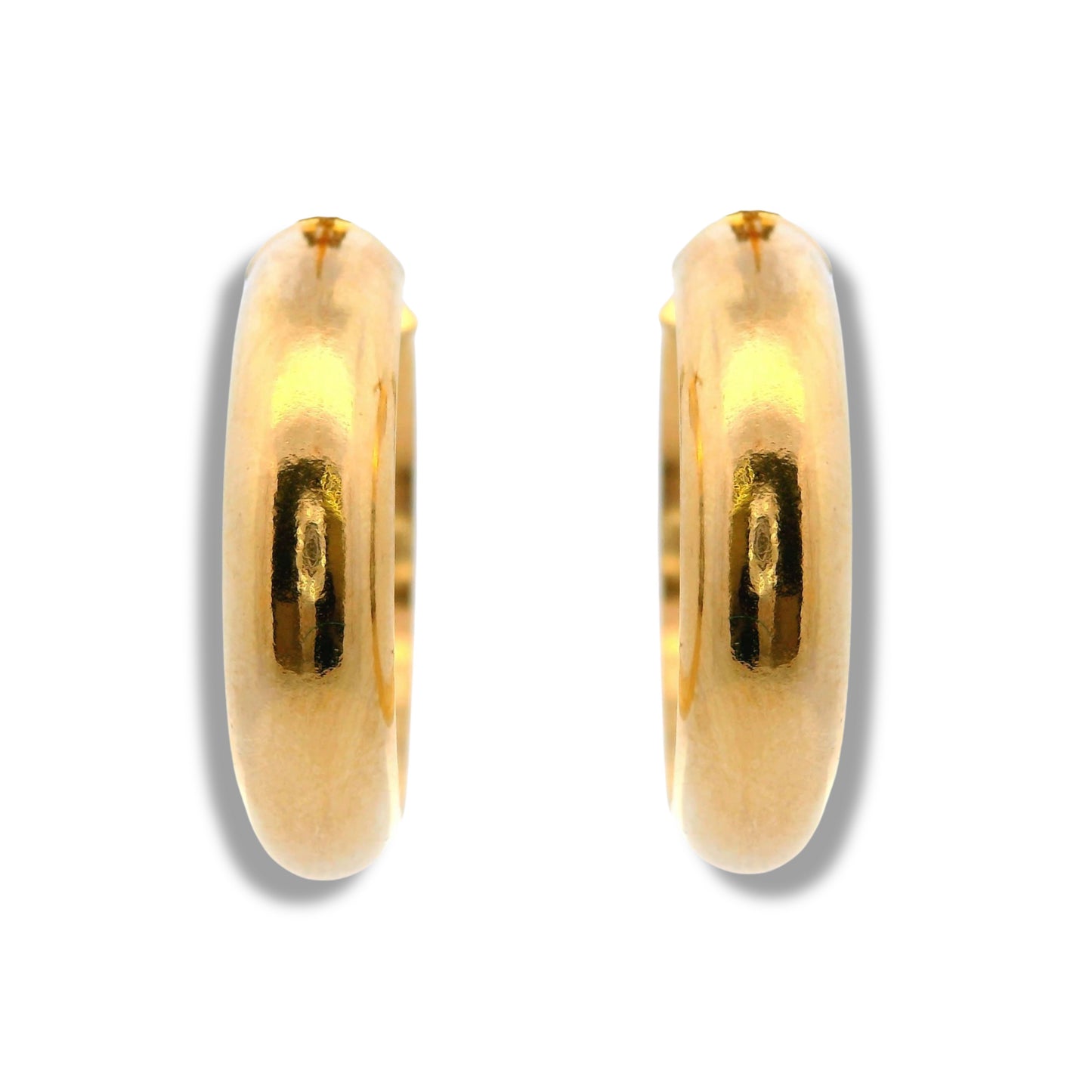 Boucles d'oreilles créoles rondes épaisses en or jaune 14 carats