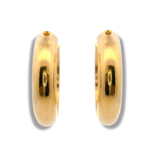 Boucles d'oreilles créoles rondes épaisses en or jaune 14 carats
