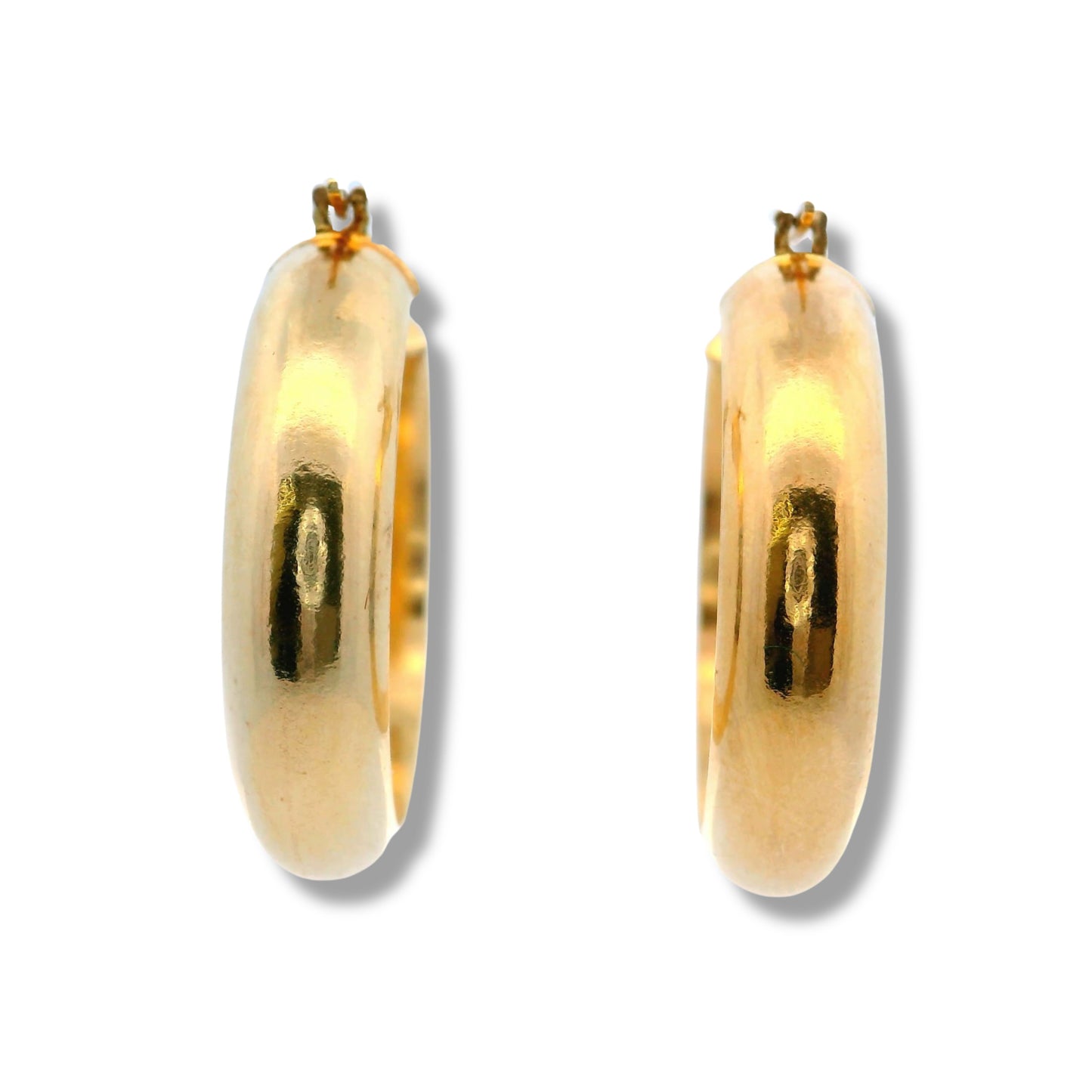 Boucles d'oreilles créoles rondes épaisses en or jaune 14 carats