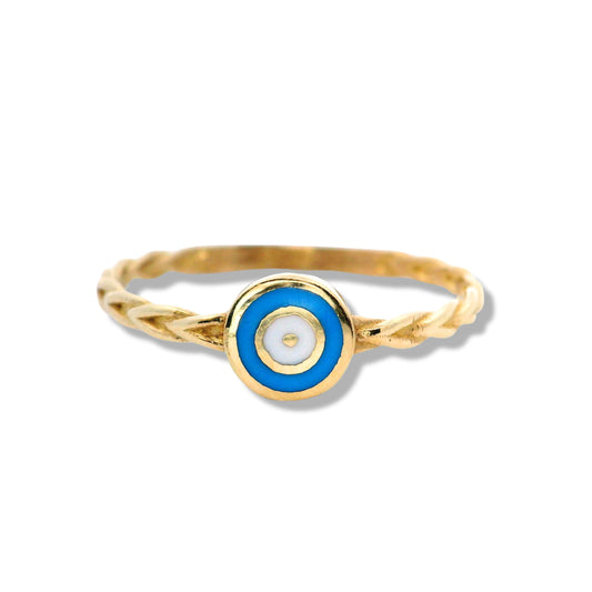 Bague empilable « Mal de Ojo » en or jaune 10 carats
