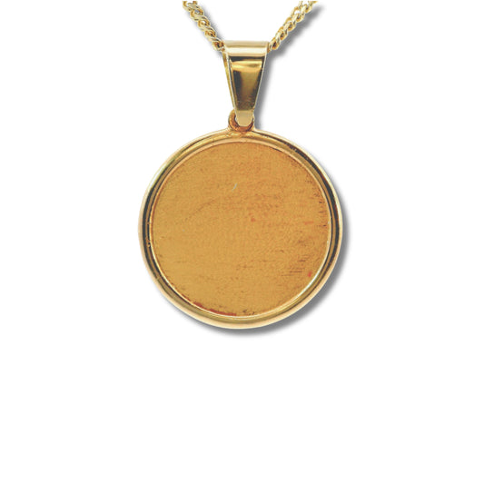 Pendentif photo en or jaune 14 carats avec petit cercle massif