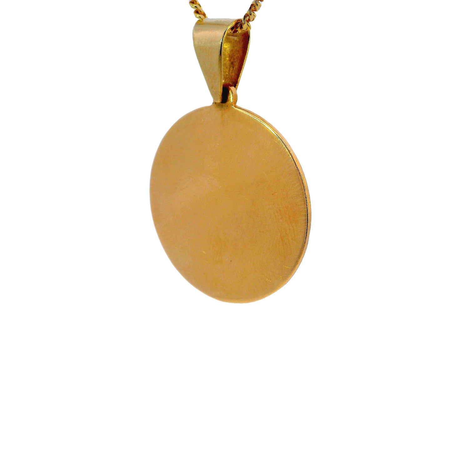 Pendentif photo en or jaune 14 carats avec petit cercle massif