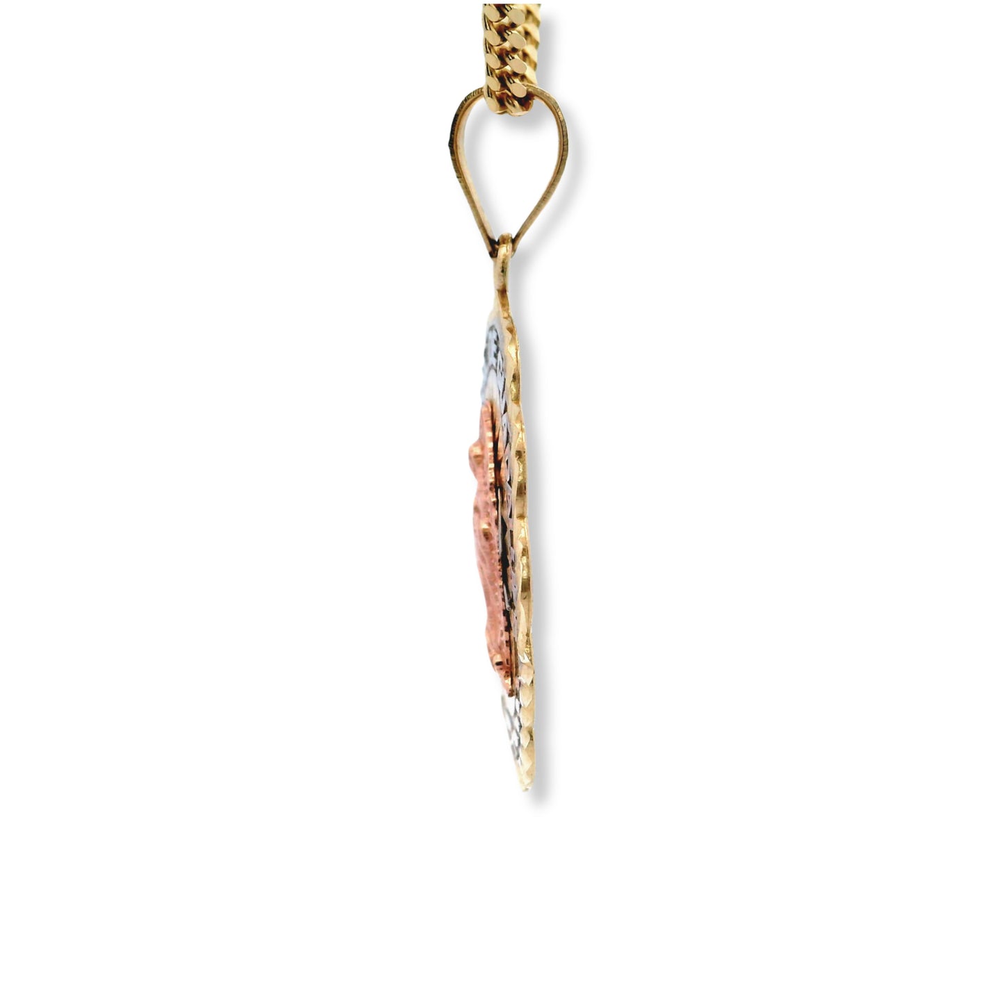 Pendentif « Notre-Dame de Guadalupe » en or jaune 14 carats tricolore