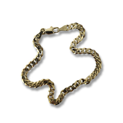 Bracelet gourmette à maillons cubains en or jaune 14 carats