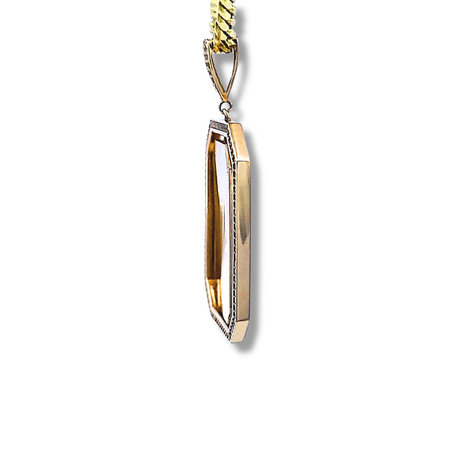Pendentif photo en or jaune 14 carats avec plaque d'identité militaire