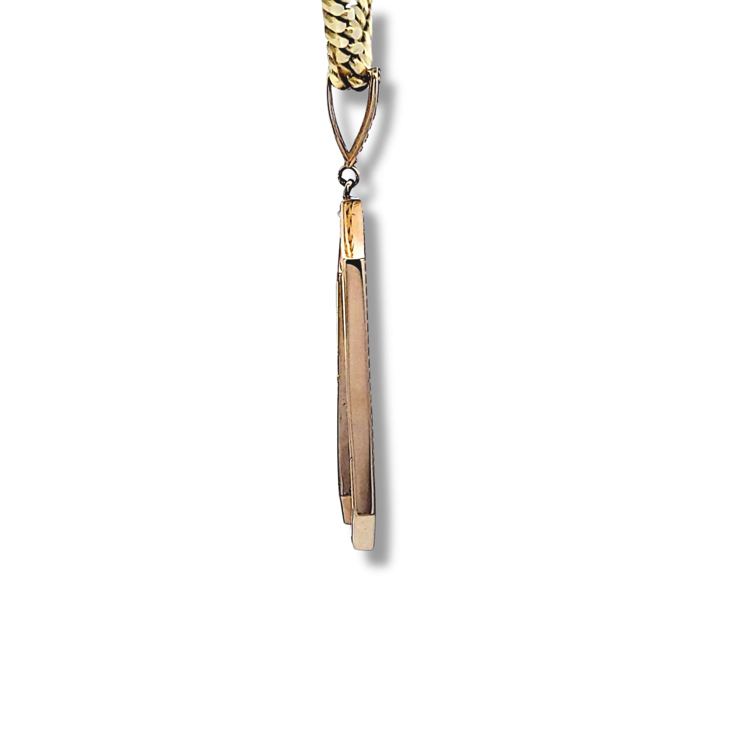 Pendentif photo en or jaune 14 carats avec plaque d'identité militaire