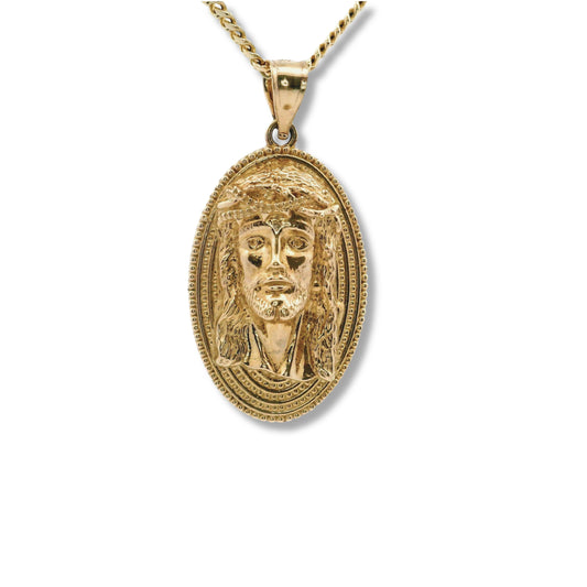 Pendentif tête de Jésus en or jaune 14 carats