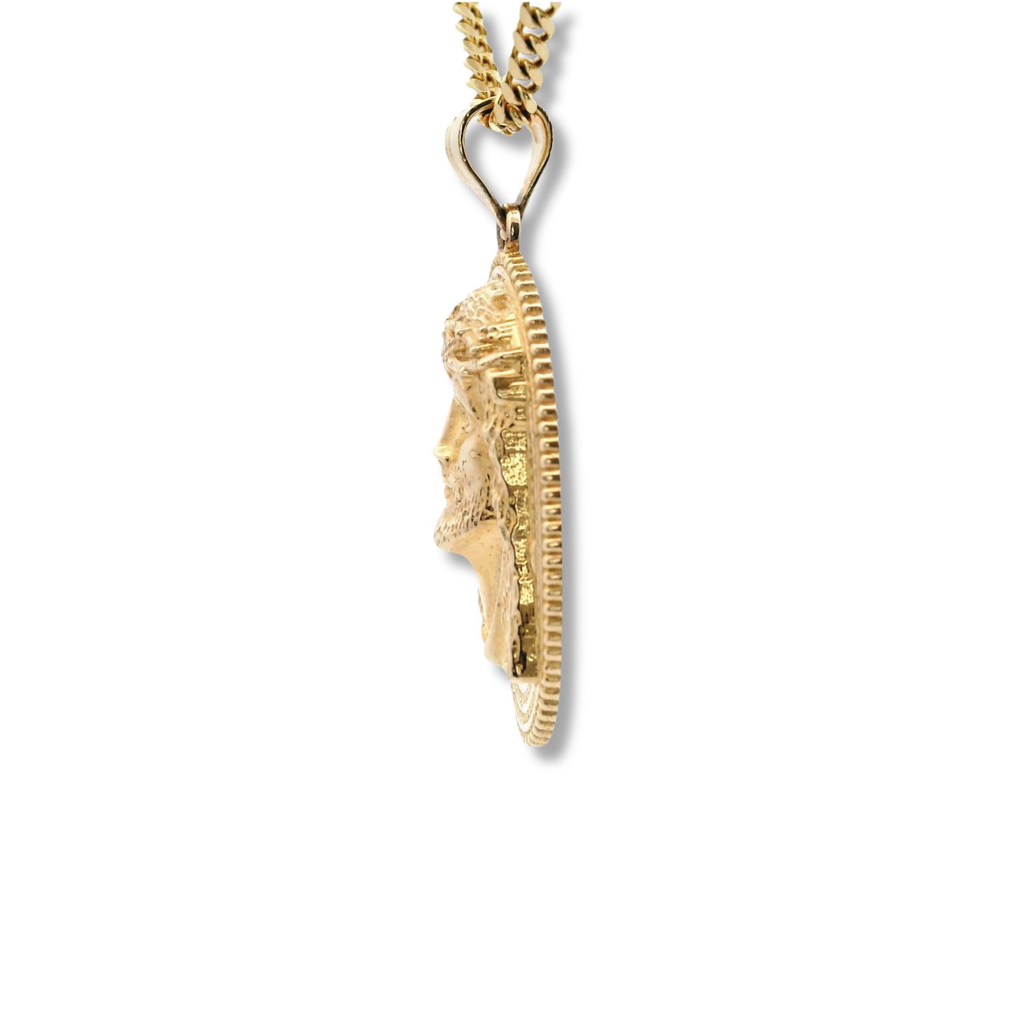 Pendentif tête de Jésus en or jaune 14 carats