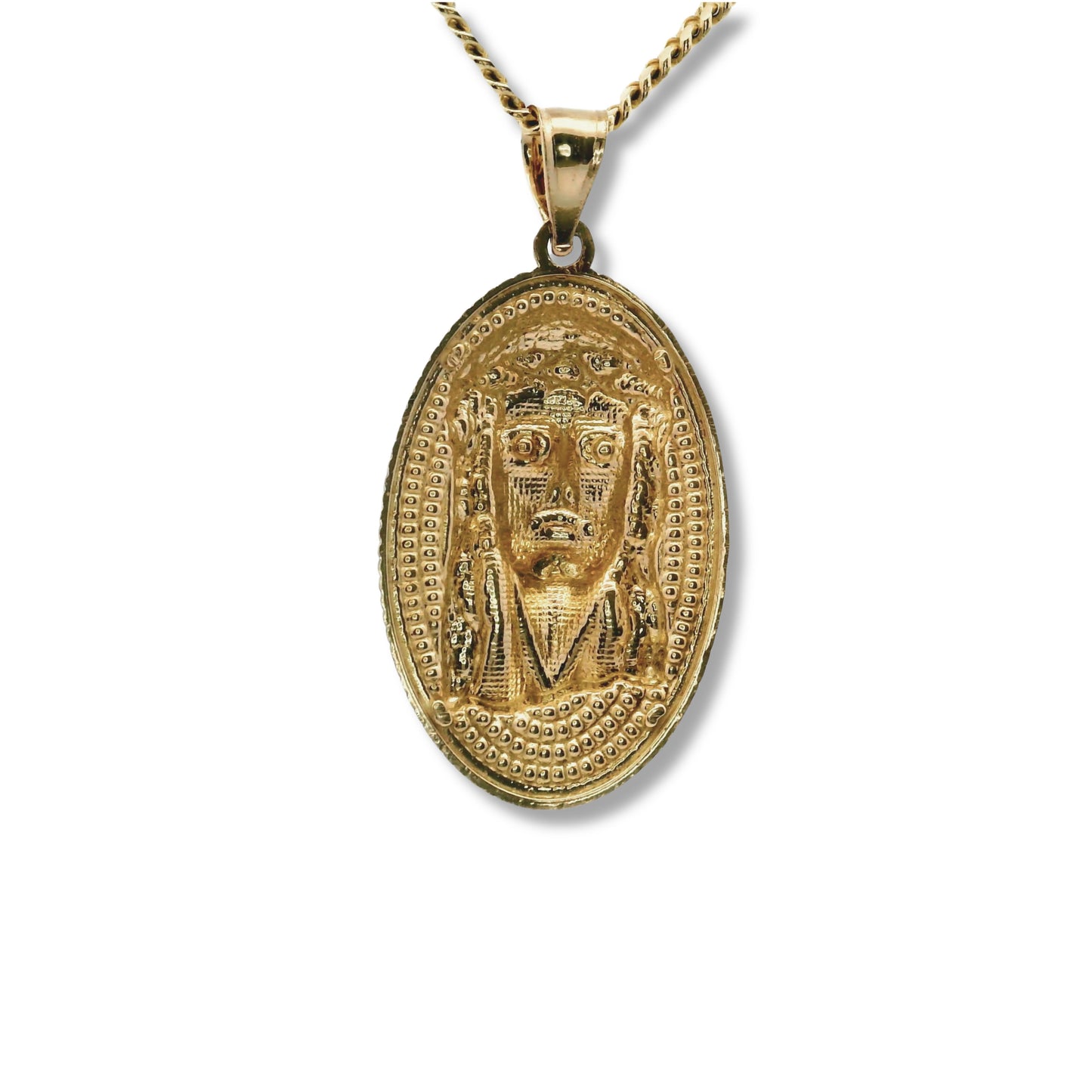 Pendentif tête de Jésus en or jaune 14 carats