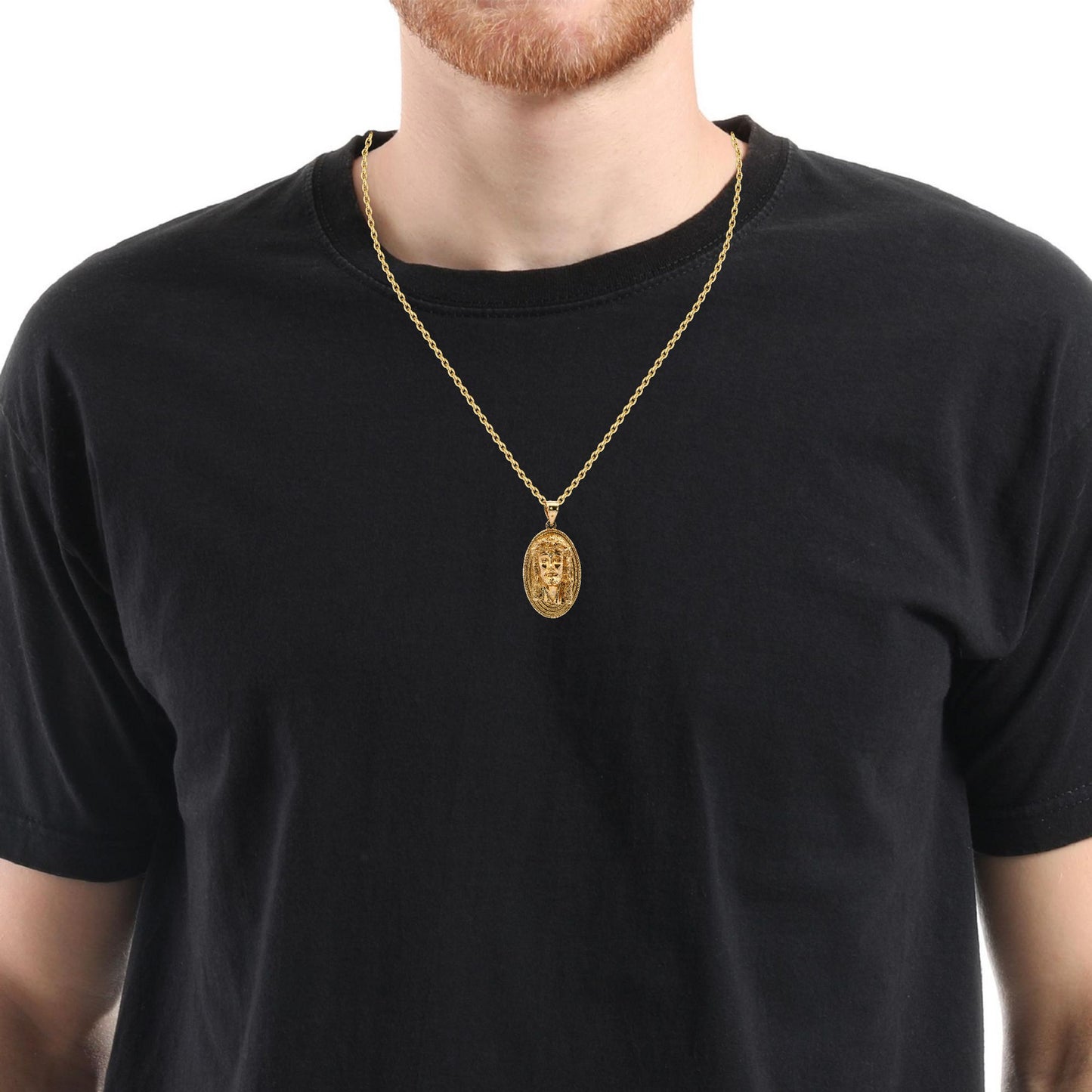 Pendentif tête de Jésus en or jaune 14 carats