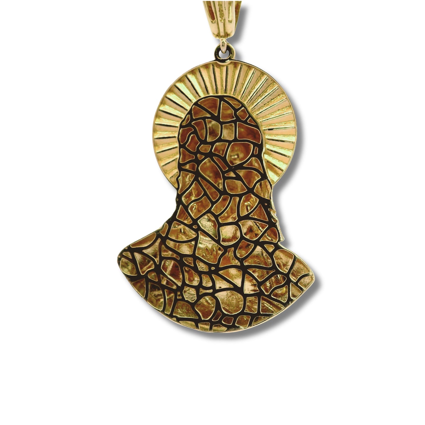 Colgante de busto de Jesús en oro amarillo y blanco de 14 quilates