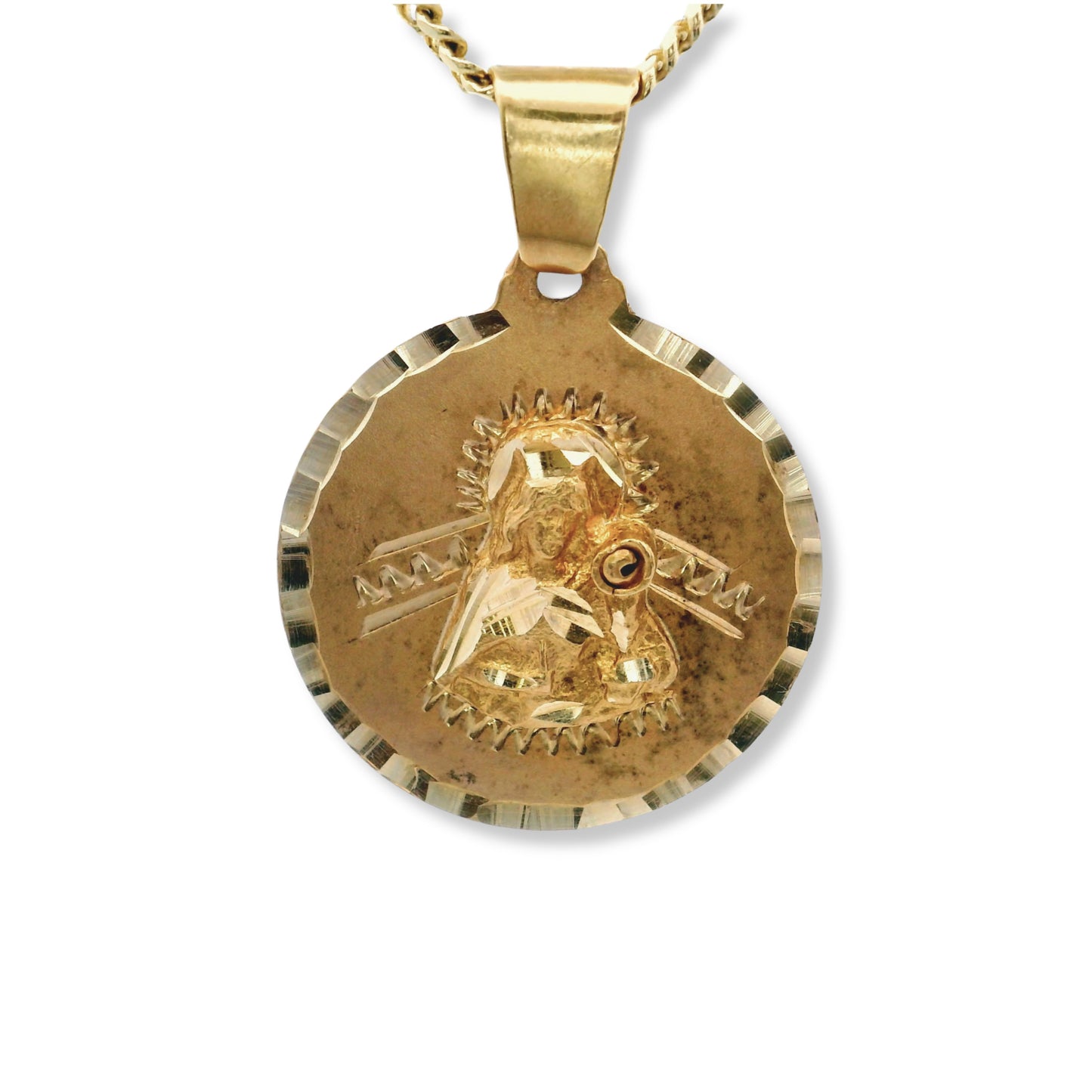 Pendentif Sainte-Barbe en or jaune 14 carats