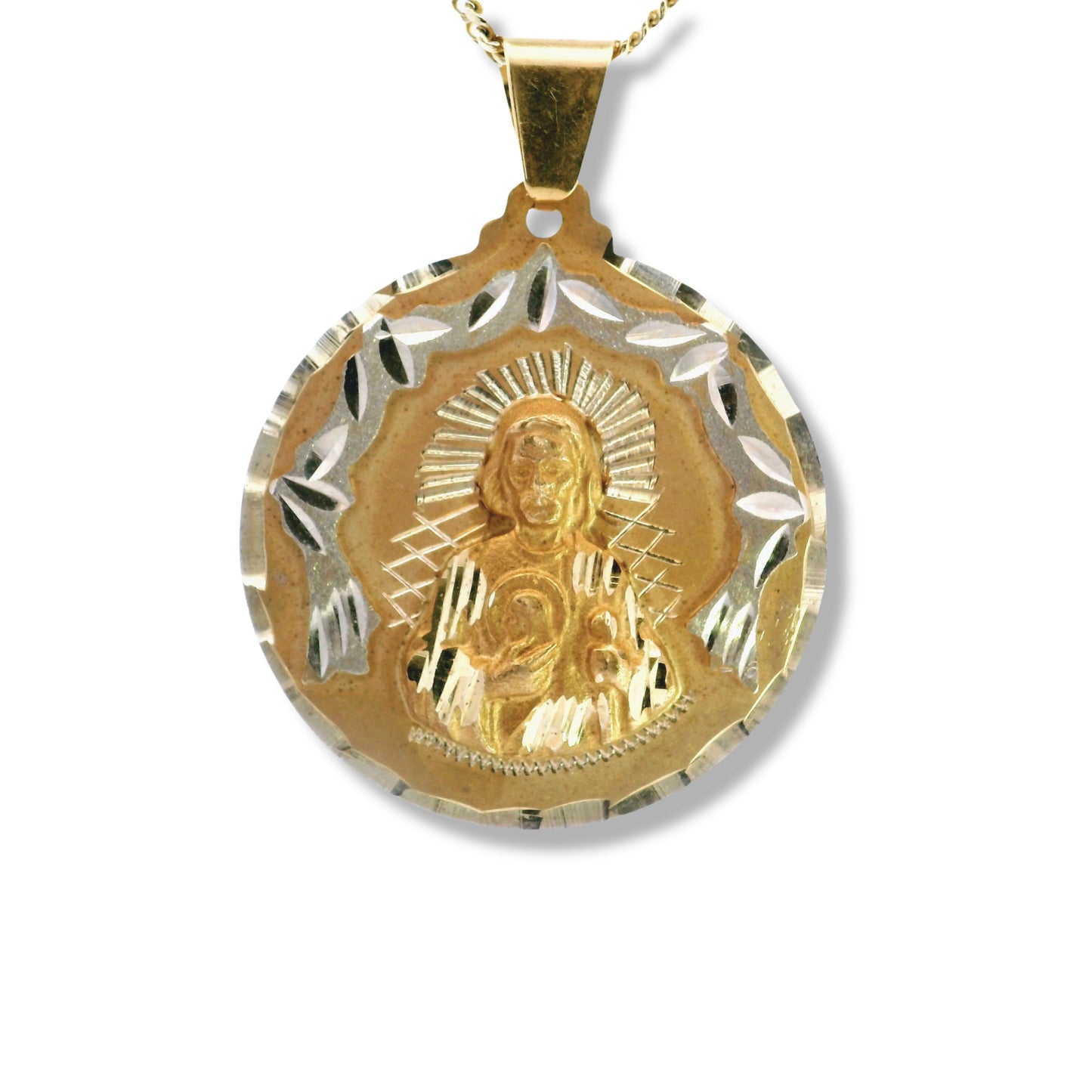 Pendentif "Sagrado Corazon" en or jaune 14 carats