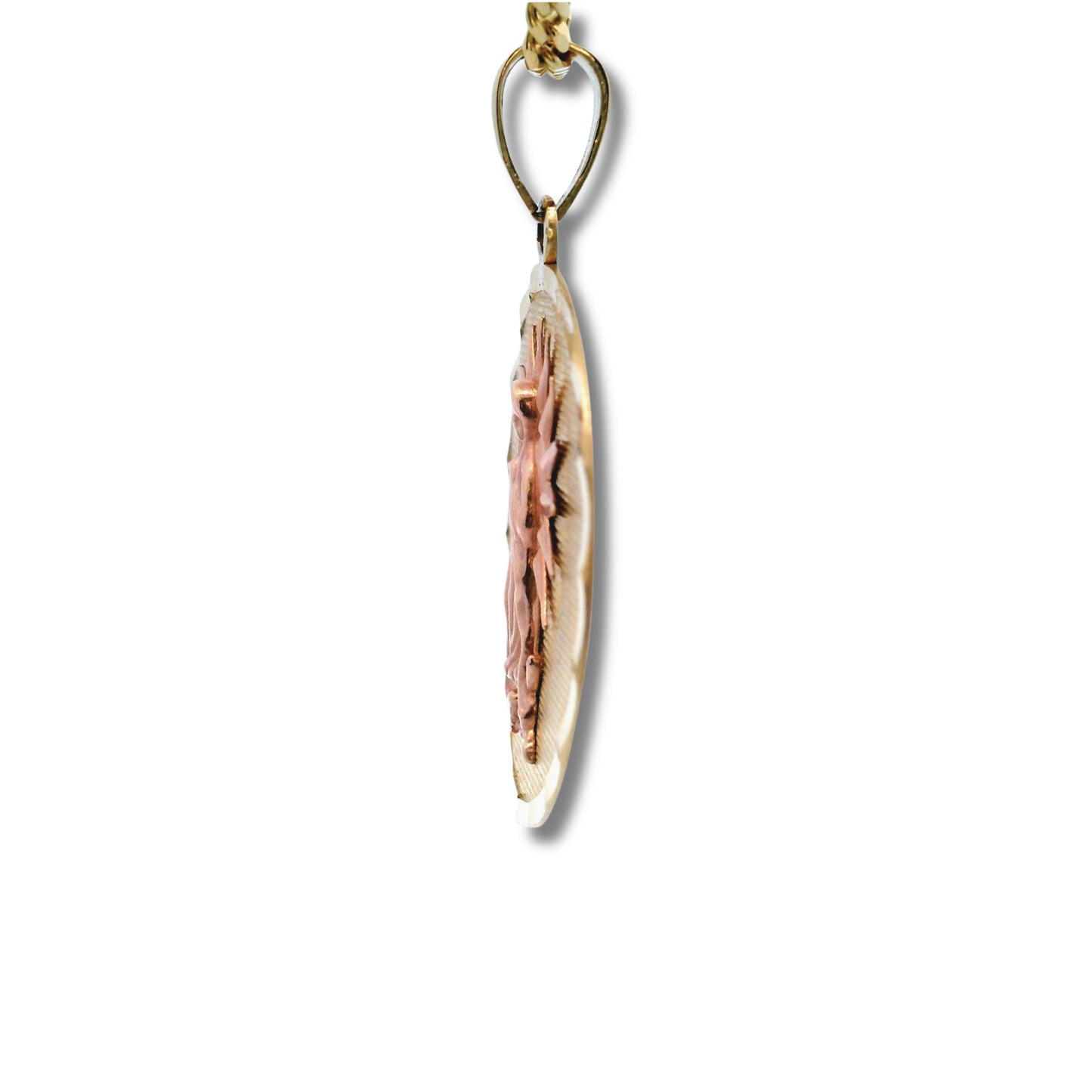 Colgante "Nuestra Señora de Guadalupe" de oro amarillo y rosa de 14 quilates