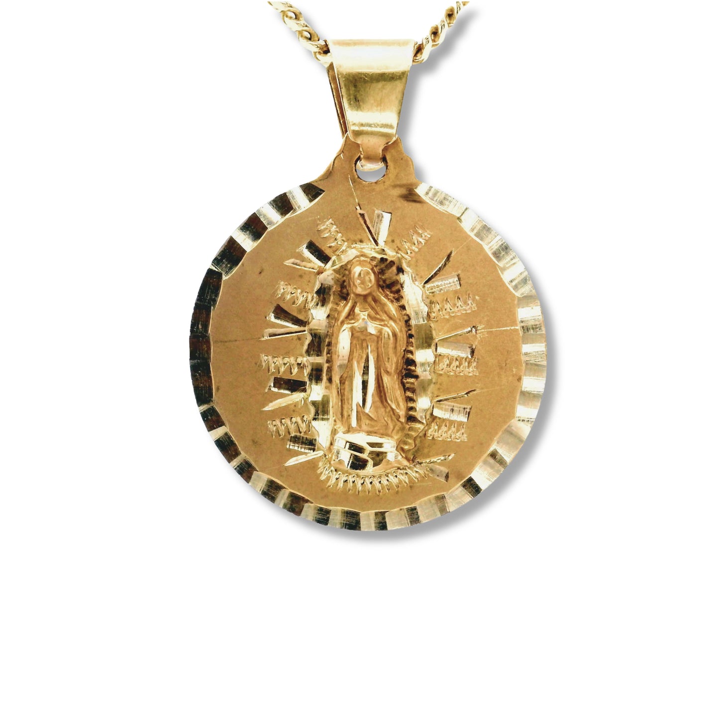 Colgante Virgen María en oro amarillo de 14 quilates