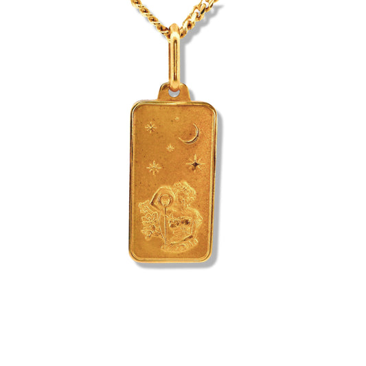 Pendentif Zodiaque en or jaune 14 carats (Verseau)