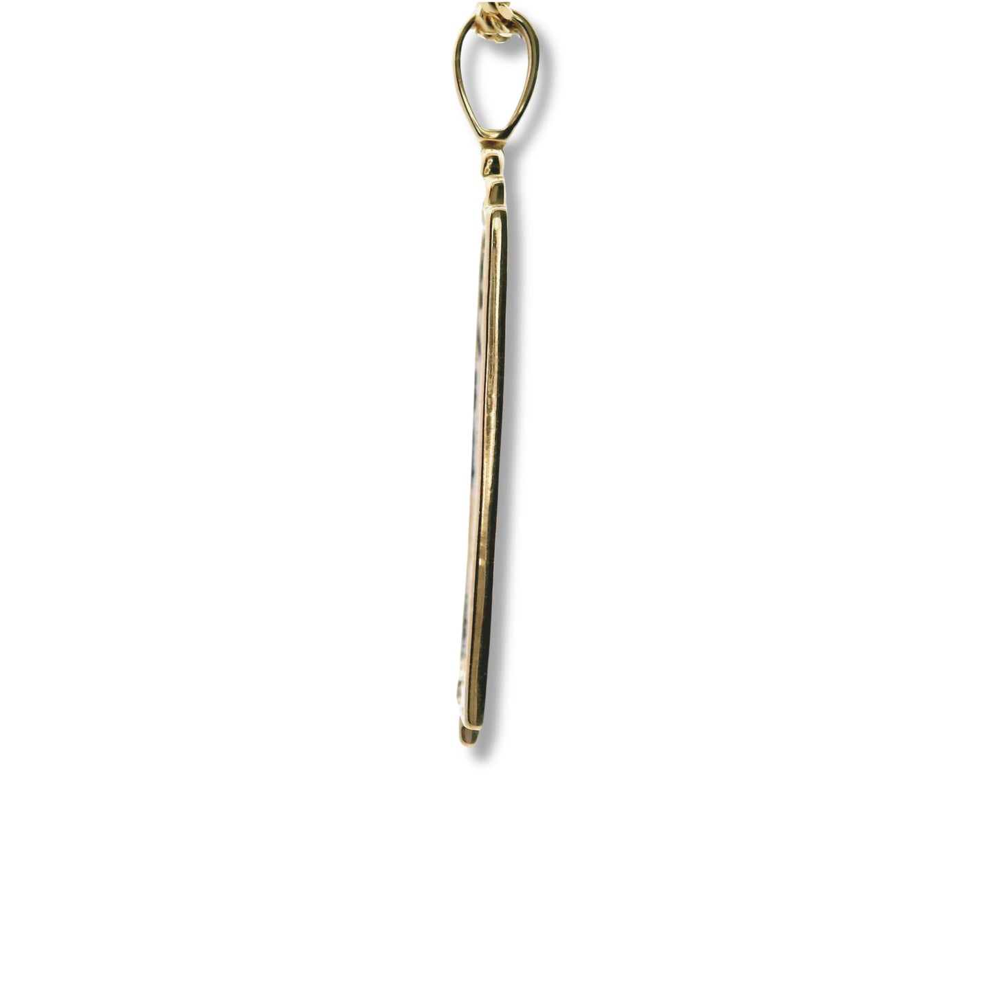 Pendentif lame de rasoir en or jaune 10 carats et diamants blancs