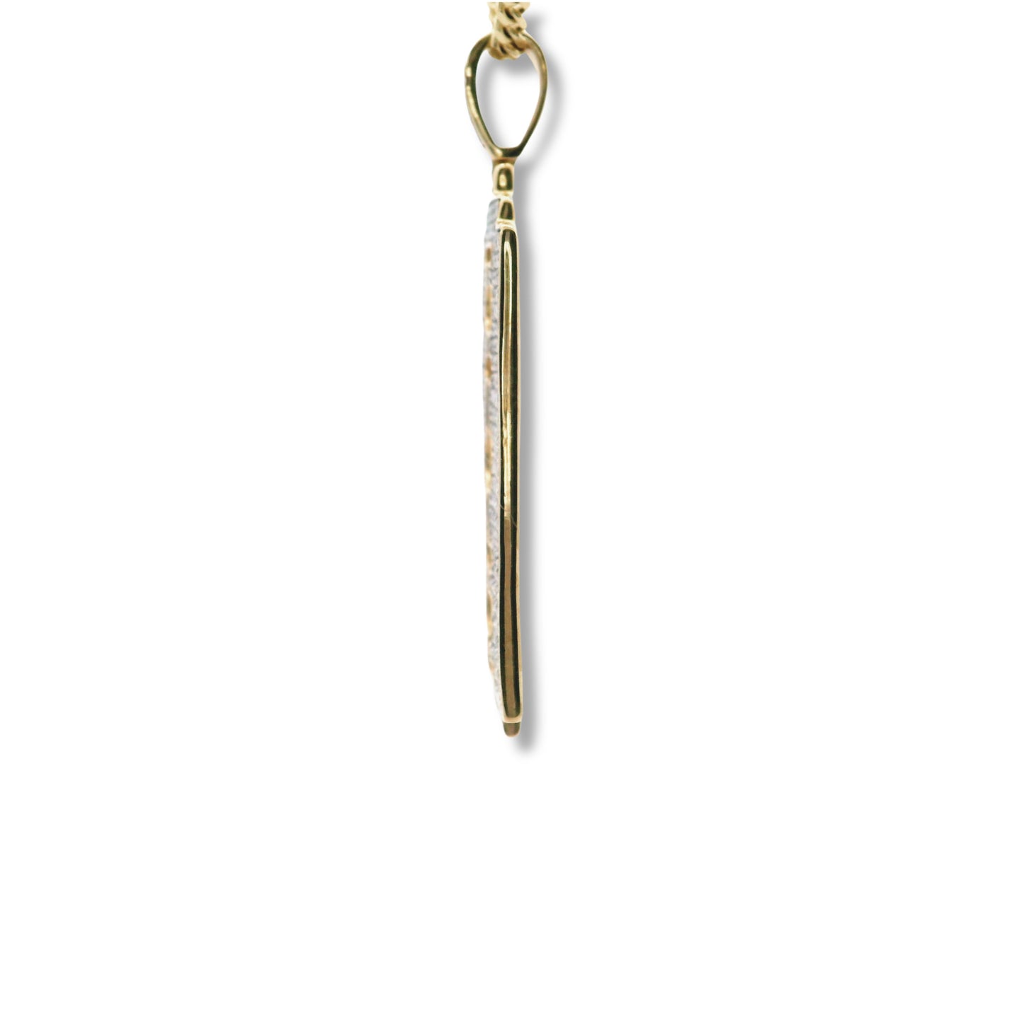 Pendentif lame de rasoir en or jaune 10 carats et diamants blancs