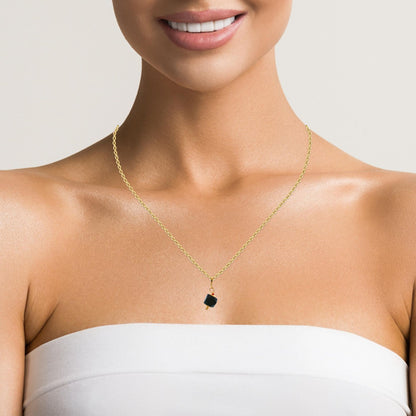 14K Yellow Gold Red Bead Accent Azabache Charm
