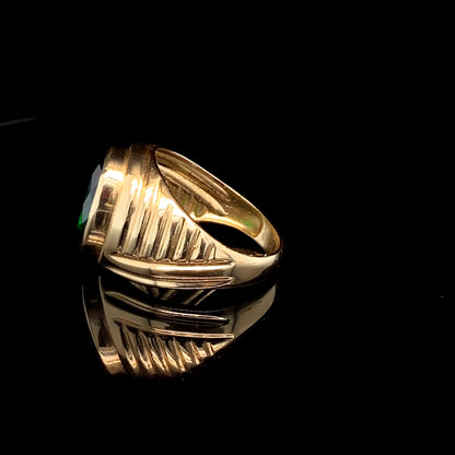 14K Yellow Gold Ring with Green Stone