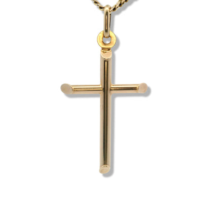 Pendentif croix tubulaire en or jaune 14 carats