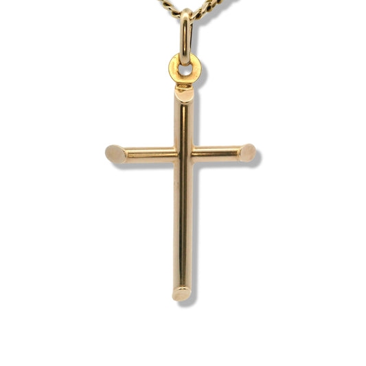 Pendentif croix tubulaire en or jaune 14 carats