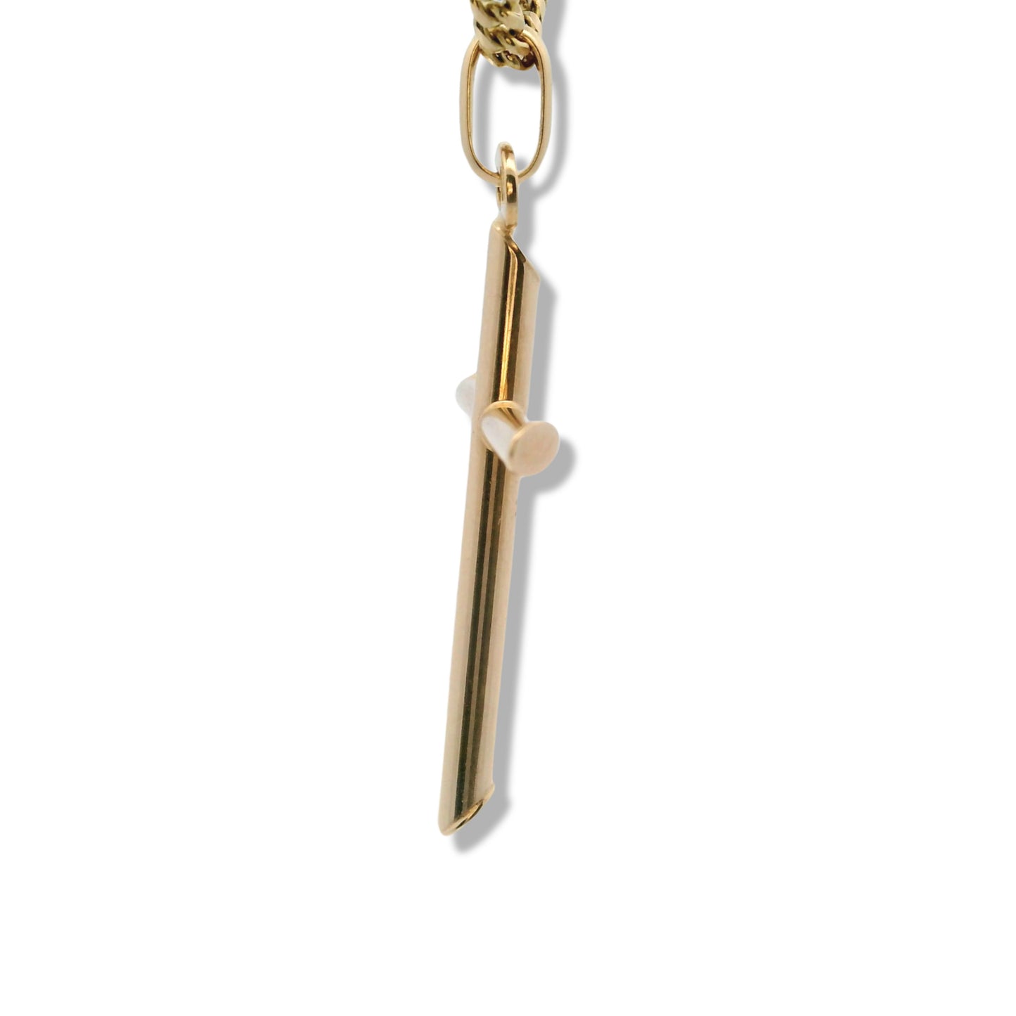 Pendentif croix tubulaire en or jaune 14 carats