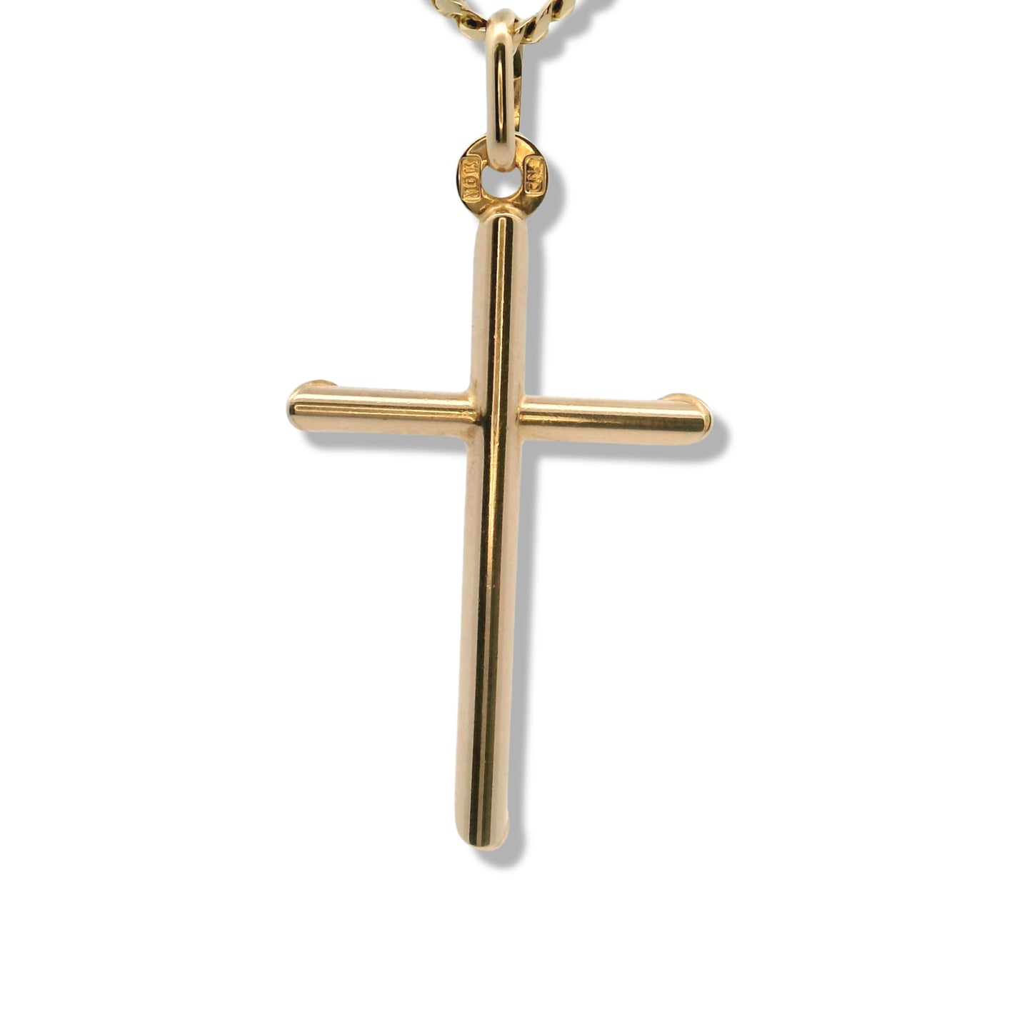 Pendentif croix tubulaire en or jaune 14 carats