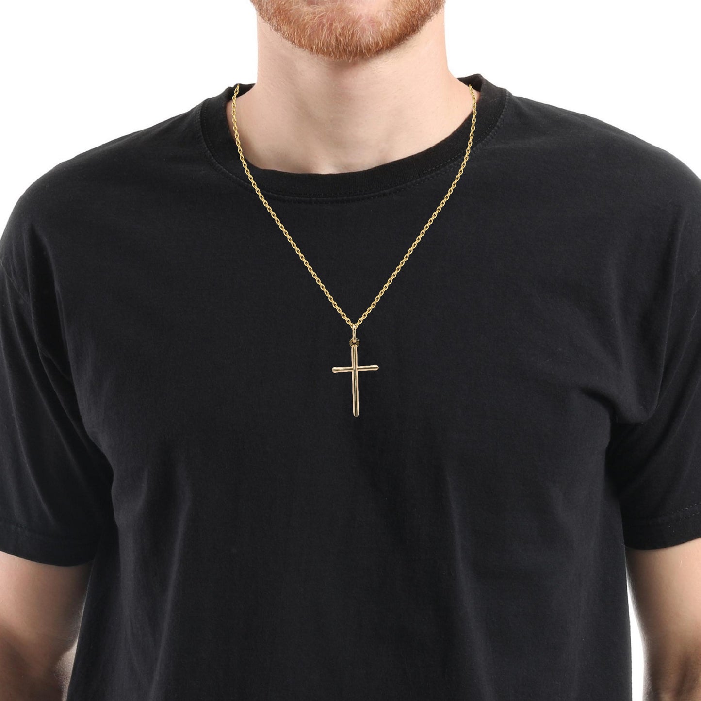 Pendentif croix tubulaire en or jaune 14 carats