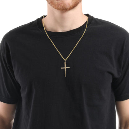 Pendentif croix tubulaire en or jaune 14 carats