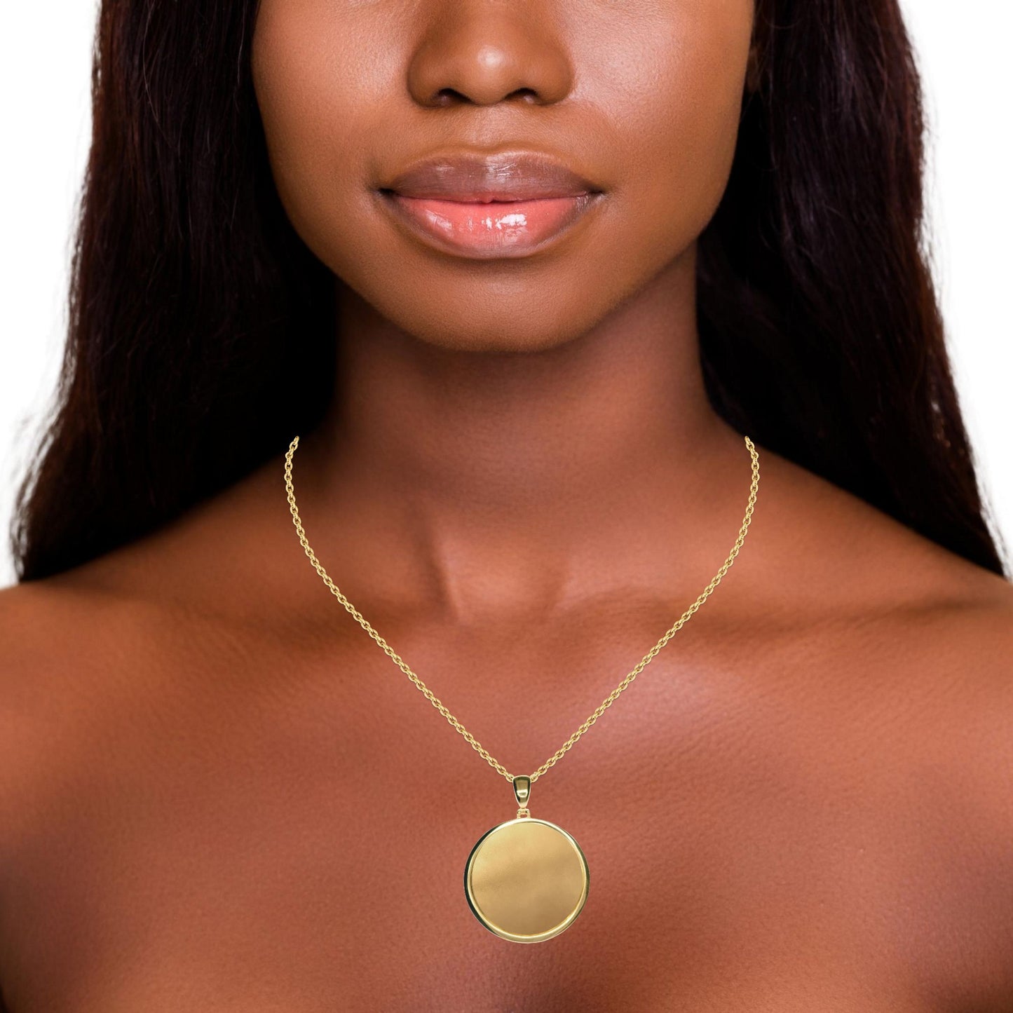 Pendentif rond en or jaune 14 carats avec image